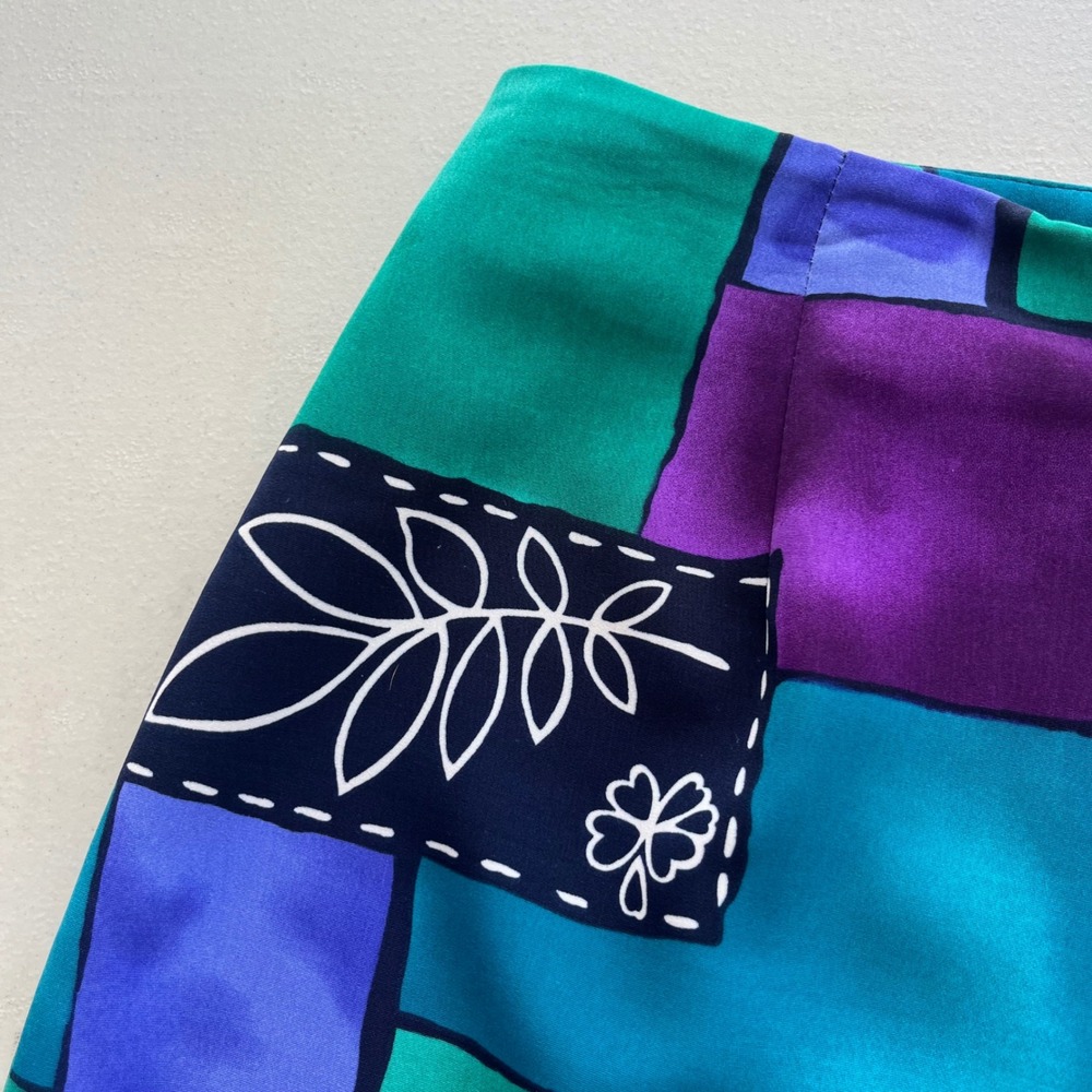 Vintage Michael Taylor 10 Teal Purple Geometric Pattern Pencil Skirt 90 USA Chic - Picture 6 of 10
